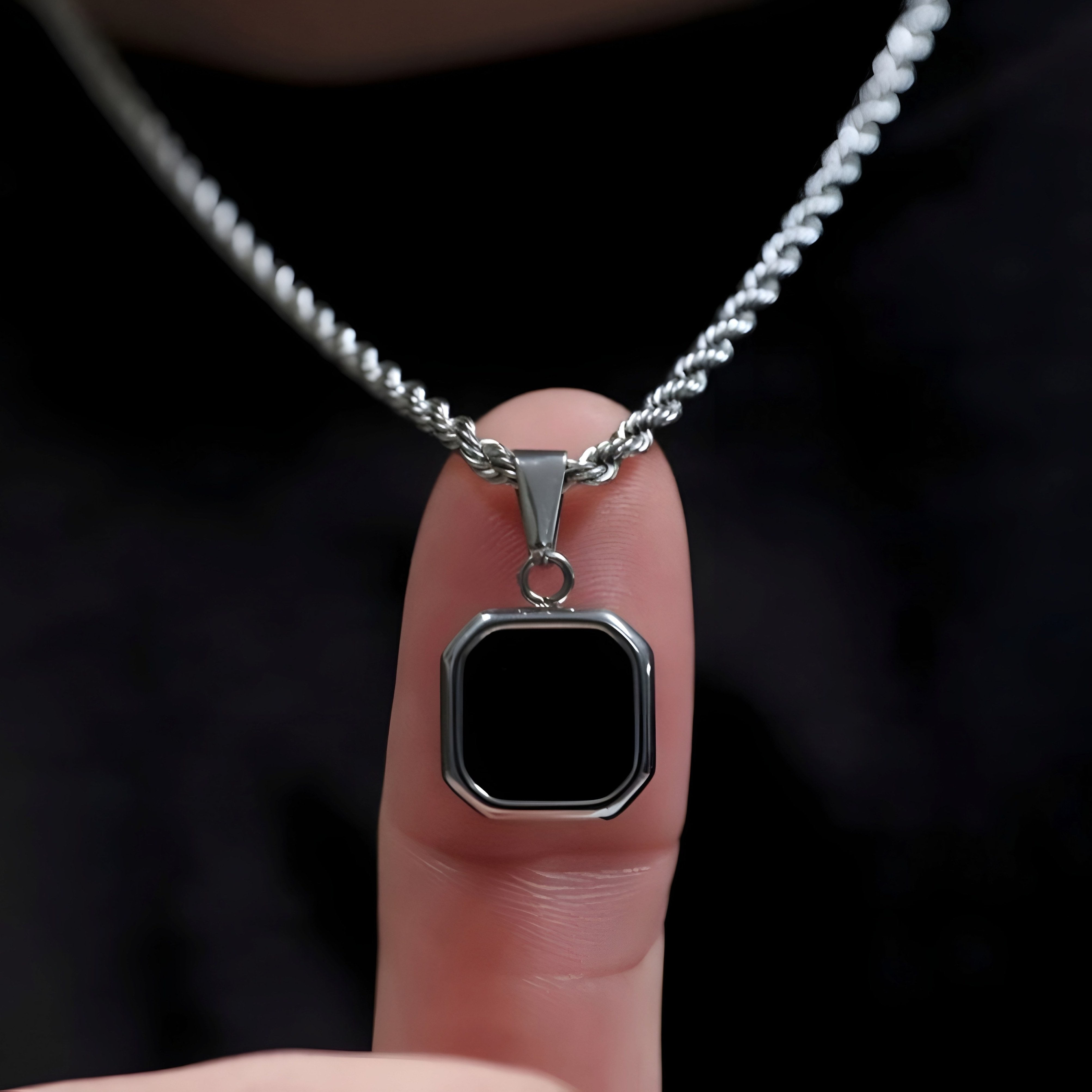 گردنبند اونیکس مردانه (سنگ مشکی)